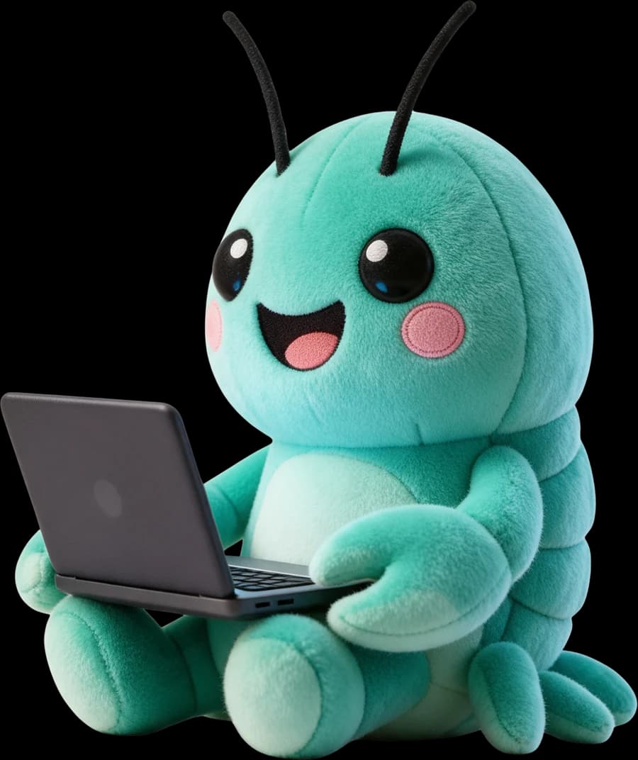 NanoClaw mascot writing a blog post on a laptop