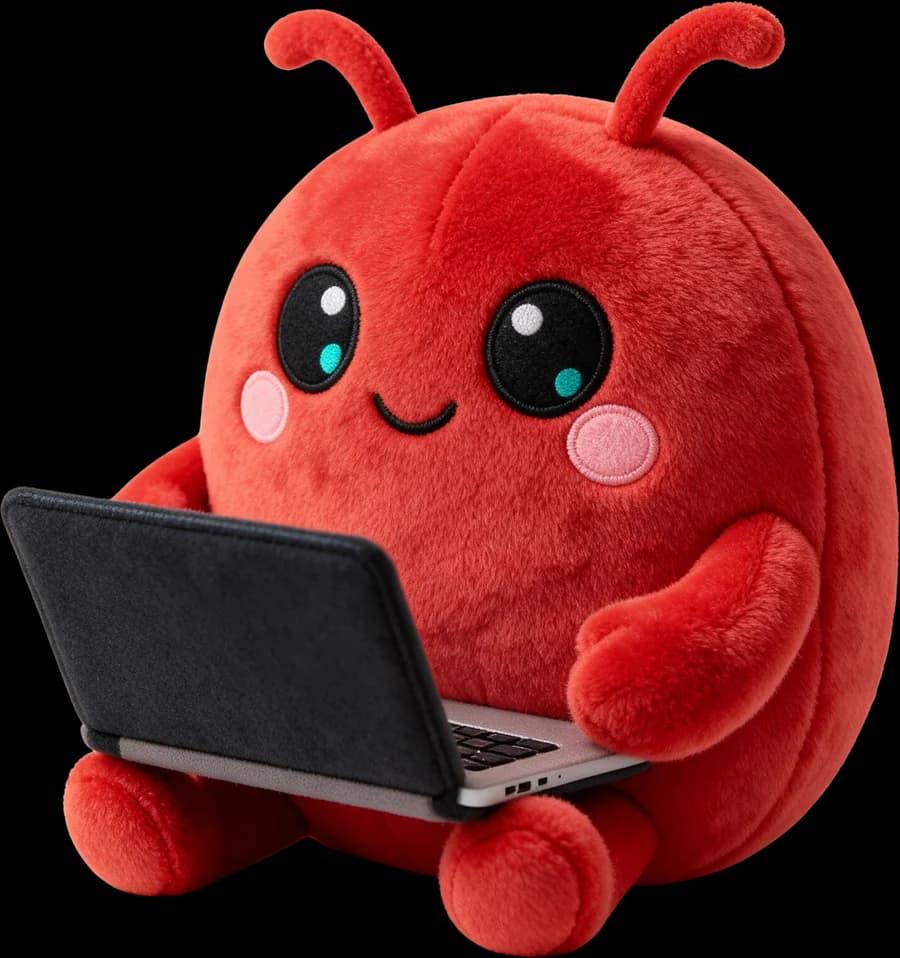 OpenClaw mascot writing a blog post on a laptop